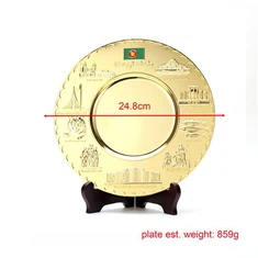 Metalowy talerz z wytłoczonym logo 3D. Metalowy talerz z pamiątkami